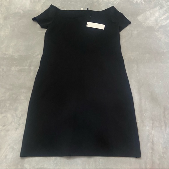 New! Helmut Lang Black Neoprene Off Shoulder Dress 21744 - Picture 2 of 11